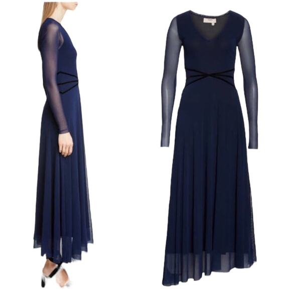 Fuzzi Jean Paul Gaultier NWT Long Sleeve Asymmetrical Maxi Dress Velvet Size M - Picture 2 of 12